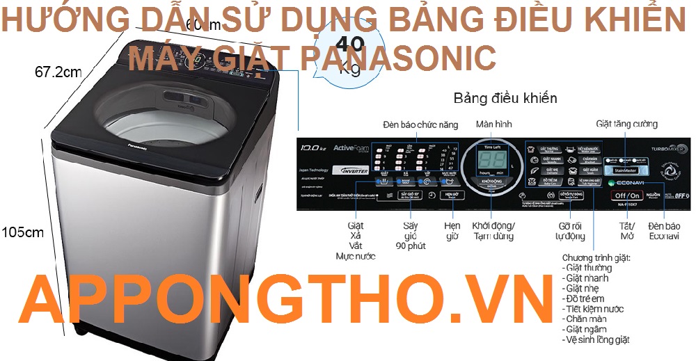 Cách cài bảng điều khiển máy giặt Panasonic 39 chức năng