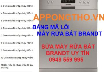 Tốp 30 Mã Lỗi Máy Rửa Bát Brandt & Những Lưu Ý Phòng Tránh