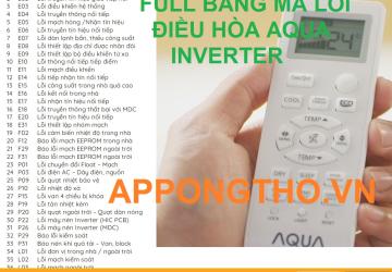 Bảng Mã Lỗi Điều Hòa Aqua Inverter đầy Đủ 100% từ A-Z